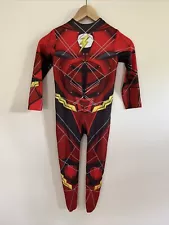 The Flash Barry Allen Cosplay Costume Bodysuit Jumpsuit Kid Boy Sz S w/Mask