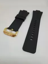 OEM Invicta Pro Diver Black Silicone Strap Band Gold Buckle for Model 18024 Etc.