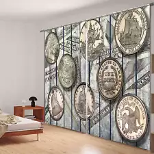 Valuable Rare Coins 3D Blockout Photo Printing Curtains Draps Fabric Window