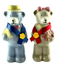 Vintage Bear Shaped Sale & Pepper Shakers Girl and Boy Blue and Gray