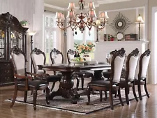 ON SALE - 9pc Traditional Dark Cherry Rectangular Dining Table & Chairs Set ICF2