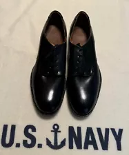 WWII US NAVY SERVICE DRESS SHOES, BLACK OXFORD, SIZE 11D, DEADSTOCK