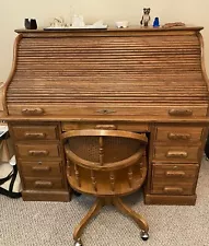 solid oak roll top desk