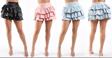 Women's Matte PU Ruffle Mini Casual Micro Skirt Sexy Party Club Dance Dating