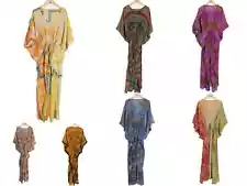 Wholesale Lot of Vintage Silk Saree Kaftan Kimono Women's Plus Size Silk Caftan