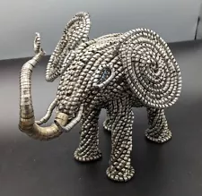 Metal elephant made from recycled metal lathe shavings - Made in Kenya - Recycle