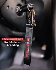 TRD Toyota Keychain Lanyard, Black Metal Clip-On Accessory (Double-Sided)