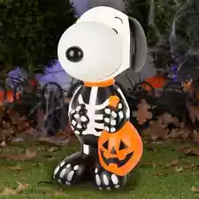 Gemmy 24" Peanuts Snoopy As Skeleton Blow Mold Halloween Yard Decor *PRE-ORDER