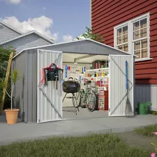 10x8 FT Metal Storage Shed, Outdoor Tool Storage House with Lockable Doors, A...