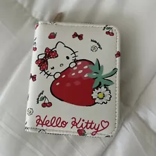 Hello Kitty Zip Strawberry White Red Small Wallet NWT