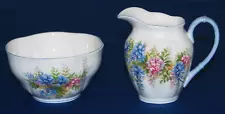 ROYAL ALBERT BLOSSOM TIME WISTERIA CREAMER & OPEN SUGAR BOWL BONE CHINA ENGLAND