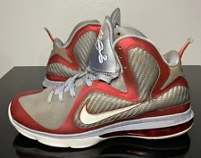 Nike Lebron 9 Ohio State Basketball Shoes OSU Sport Red Grey 469764-601 Sz 10.5