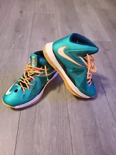 Nike Lebron X 10 Miami Dolphins Shoes Atomic Teal Total Orange Sz 10 541100-302