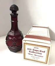 AVON "1876 Cape Cod Collection" Ruby Red Glass Wine Bottle / Decanter ~ New Box