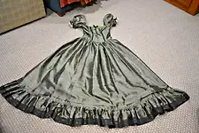 Adult 19th Century Victorian Civil War Dickens Ball Gown - Green w/Black Lace