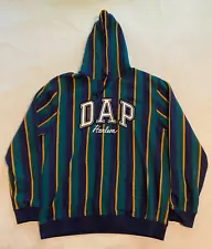 Gap Dapper Dan Men's DAP Logo Hoodie Green Stripe Size Large