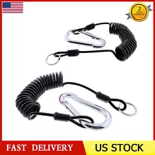 2Pcs 6 Foot Trailer Breakaway Cable Coiled Safety Cables For RV Emergency Black