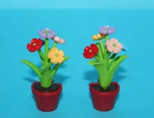 Playmobil 2 Dark Red Planters with Flowers for Patio, House