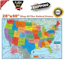 Wall Map Of The United States USA Road Travel Maps City Name US Poster 28"x40".