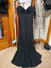 Pleated Vintage Maxi Dress Evening Small