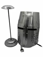 Medieval Knight Armor Crusader Templar Helmet Helm Mason's Cross Helmet w/ stand