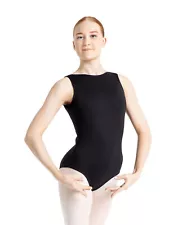 Women's Black V Back Pinch Tank Leotard - Medium