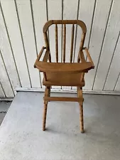 Vintage Wooden Baby Doll High Chair With Pullover Tray 27” Tall Jenny Lind Style