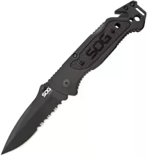 SOG Escape Partially Serrated Folding Knife Glass Break FF25-CP 29