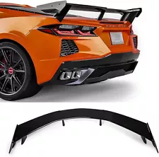 Rear High Wing Spoiler Gloss Black Fits For 2020-2023 Corvette C8 Models ABS Bar