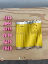 Wooden Pencils, for sale, a lot of 24 New Staedtler Pencils and Cap Erasers