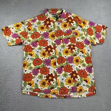 Massive Button Up Shirt Men’s XL Hippie Flowers Retro Colorful Woodstock