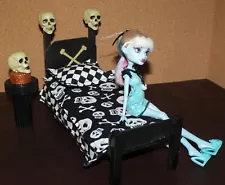 OOAK Custom Hand Made Monster High Wood Bed 12 inches Long Doll Not Included