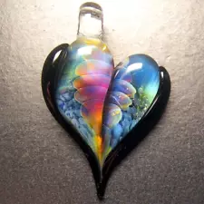 Boomwire - Glass Focal Heart pendant - Handmade art lampwork jewelry bead