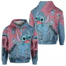 Personalized Ohana Pink Blue Lilo And Stitch Lovers Hoodie 3D Us Size Best Price