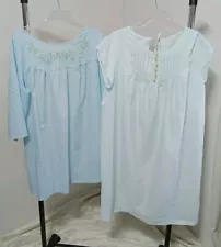 2 Vintage Hospital Gowns - Large - Open Tie Backs - blue