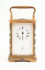 French sweep seconds repeating carriage clock @ 1890 Chinese market Cloisonne