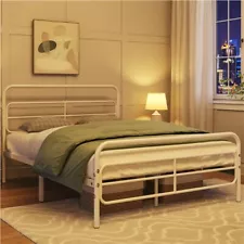 Modern Metal Bed Frame Platform Bed Frame with Geometric Pattern Headboard USED