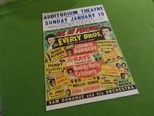 1950's Era CONCERT Poster EVERLY BROS Eddie Cochran BUDDY HOLLY