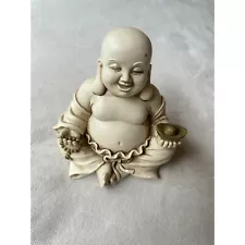 Vintage Laughing Buddha Figurine 4.5" - Antique Style Resin Statue with Detailed