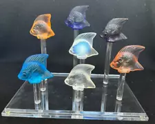 LALIQUE CRYSTAL FISH FIGURINES IN ORIGINAL DISPLAY TANK