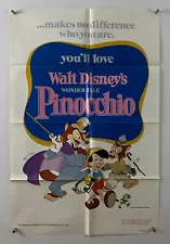 PINOCCHIO Movie Poster (VF-) One Sheet 1978 ReRelease Walt Disney 6066