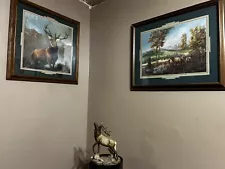 Two Paintings Monarch of the Glen & Trumpet Call by Lee K. Parkinson Elk Art