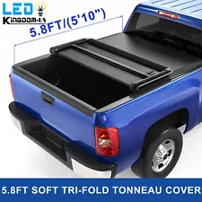 Tri-Fold 5.8FT Tonneau Cover For 07-13 Chevy Silverado GMC Sierra 1500 Truck Bed