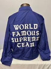 Used Supreme World Famous Coach Jacket Dark Royal Blue XL