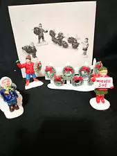 Dept 56 Snow Village - Wreaths For Sale - 4 Pc Set - #56.54089