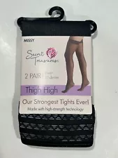 Secret Treasures Womens Black 20 Denier Sheer Thigh High 2 Pairs Size Missy NEW