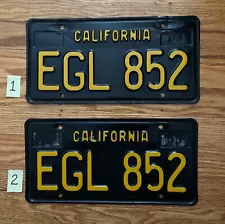 California black/yellow 1963 License Plates