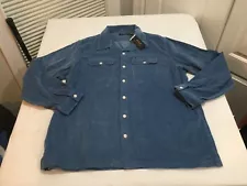 NWT $168.00 Polo Ralph Lauren Mens Corduroy LS Camp Shirt Blue B&T Size 3XLT