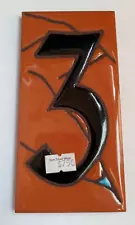 Vintage Earthtones Number 3 Three Art Red Clay Tile Made in Italy