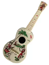 Vtg UKULELE TOY Hawaiian Theme HULA Girl / SURFER Boy TIKI BAR Decor CARNIVAL